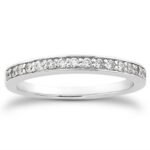 Pave Diamond Wedding Ring Band Set 1/2 Around 14k White Gold 2.5 mm 16 Point
