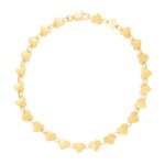 14k Yellow Gold 7 inch Mirrored Heart Chain Bracelet (5.00 mm)