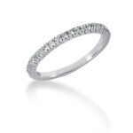 Engraved Fishtail V Pave Diamond Wedding Ring Band 14k White Gold