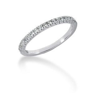 Engraved Fishtail V Pave Diamond Wedding Ring Band 14k White Gold