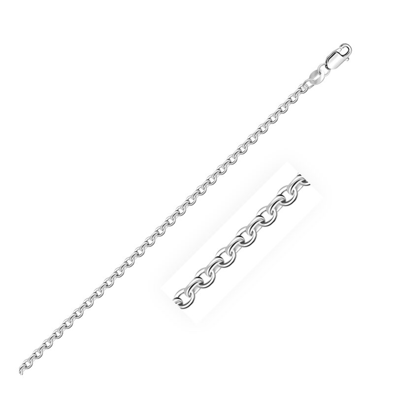 Sterling Silver Cable Chain Rhodium Plated (2.75 mm)