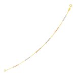 14k Tri Color Gold Station Bracelet with Textured Beads (2.10 mm)