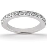 Pave Diamond Wedding Ring Band Set 1/2 Around 14k White Gold 2mm