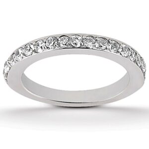 Pave Diamond Wedding Ring Band Set 1/2 Around 14k White Gold 2mm