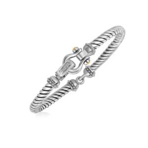Italian Cable Bracelet 18k Yellow Gold and Sterling Silver (5.00 mm)