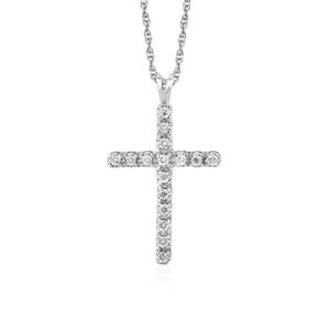 Sterling Silver Cross Pendant with Diamonds