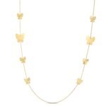 14k Yellow Gold Papillon Graduated Butterfly Necklace