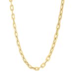 Oval Domed Paperclip Necklace in 14K Yellow Gold