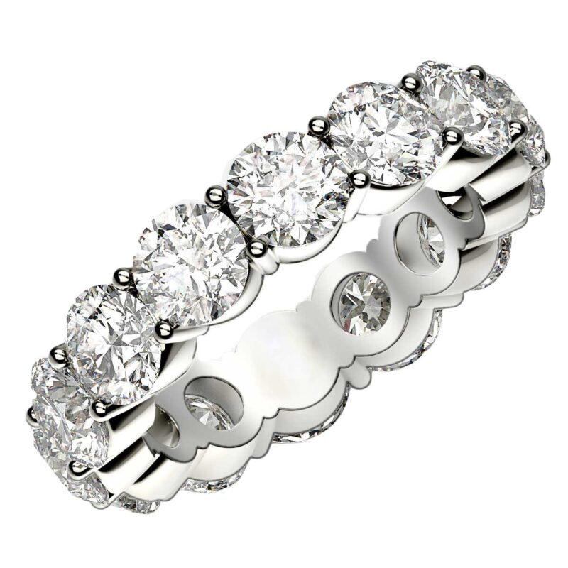 6 Carat Round Cut Lab Grown Diamond Eternity Ring 14k White Gold