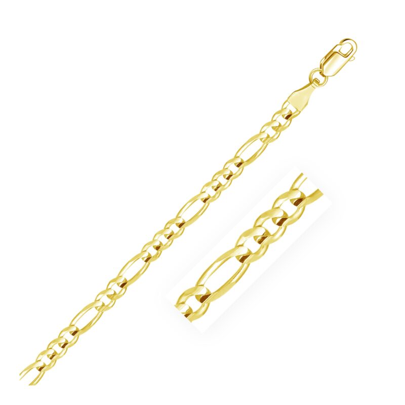 14k Yellow Gold Solid Figaro Chain Necklace 4.5 mm