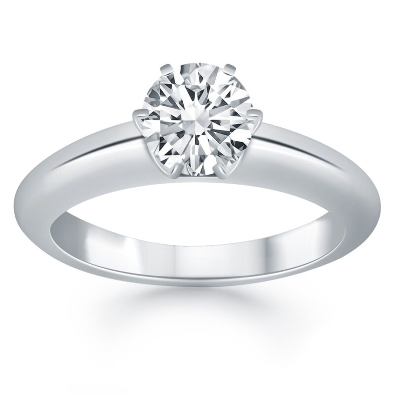 Solitaire Cathedral Engagement Ring 1/2 Carat 14k White Gold