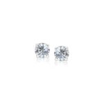 White Cubic Zirconia Stud Earrings Faceted Sterling Silver (3mm)