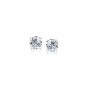 White Cubic Zirconia Stud Earrings Faceted Sterling Silver (3mm)