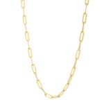 Long Domed Paperclip Necklace in 14K Yellow Gold
