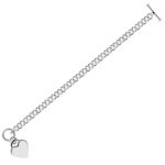 Rolo Chain Bracelet with a Heart Charm Sterling Silver Rhodium Plated (6.00 mm)