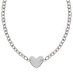 Chain Bracelet with a Flat Heart Station Sterling Silver