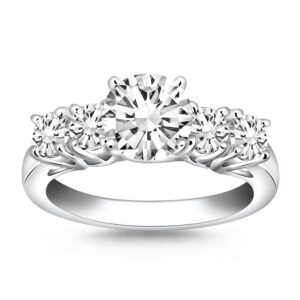 Five Stone Diamond Trellis Engagement Ring White Gold