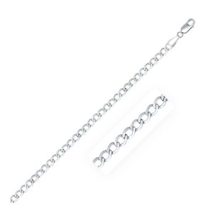 Sterling Silver Curb Style Chain Rhodium Plated (3.70 mm)