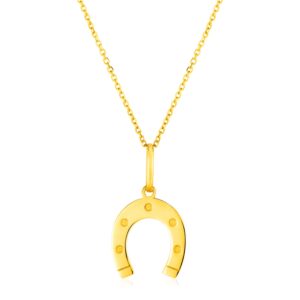 14K Gold Horseshoe Necklace 18 inch 45 cm
