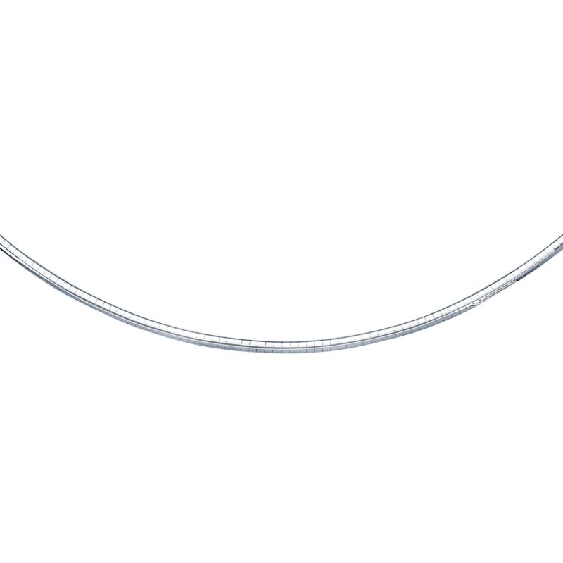 14k White Gold Chain in a Classic Omega Necklace 3 mm