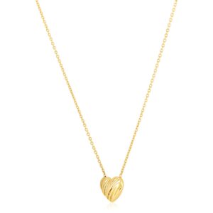 14k Yellow Gold Scribbles Heart Necklace High Polish