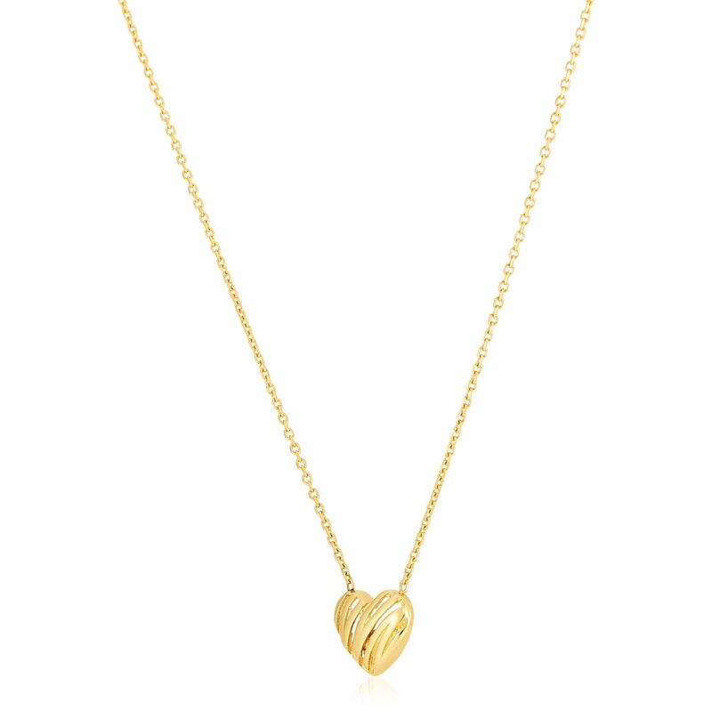 14k Yellow Gold Scribbles Heart Necklace High Polish
