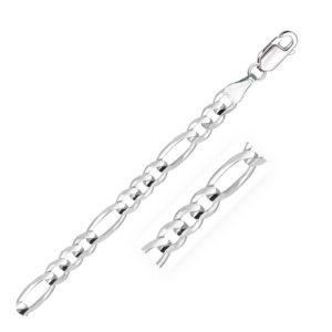 14k White Gold Solid Figaro Chain Necklace 6 mm