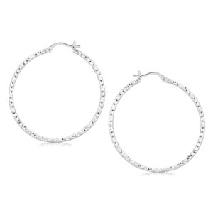 Large Hoop Earrings Faceted 925 Sterling Silver (2x40 mm)