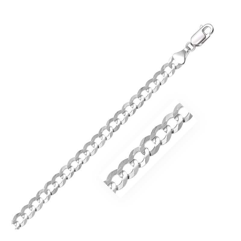 14k White Gold Solid Curb Chain Necklace 5.7 mm