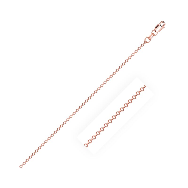 Rose Gold Diamond Cut Cable Link Thin Chain Necklace (0.87 mm)