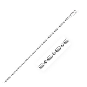 14k White Gold Diamond-Cut Alternating Bead Chain 1.3 mm