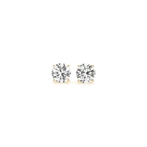 1 carat Grown Round Diamond Earrings 14k Yellow Gold