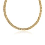 14k Yellow Gold Multi-Row Panther Link Necklace Fancy Polished