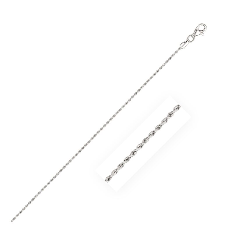 14k White Gold Solid Diamond Cut Rope Chain Necklace 1.6 mm