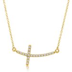 Curved Crucifix Diamond Accented Necklace 0.21 cttw 14k Yellow Gold Curved Crucifix Diamond Accented Necklace 0.21 cttw 14k Yellow Gold