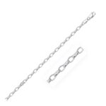 14k White Gold Oval Rolo Chain Necklace 3.2mm 18 inch