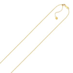 10k Solid Gold Adjustable Cable Chain Necklace 1.10 mm 22 inch 55 cm