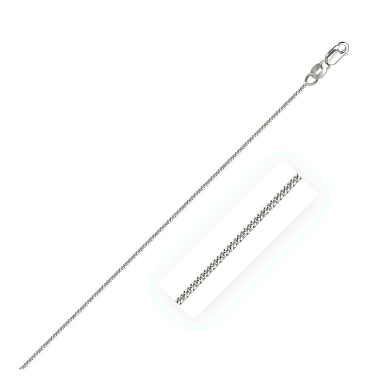 14k White Gold Gourmette Chain Necklace 1 mm