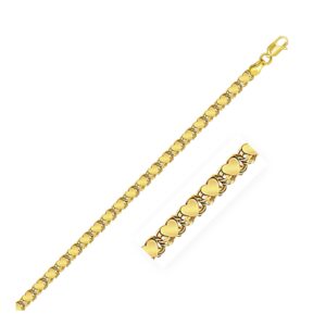 14k Yellow Gold Heart Chain Necklace 3.2mm 18 inch 45 cm