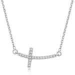 14k White Gold Curved Cross Diamond Studded Necklace 0.11 cttw D16575945 14k White Gold Curved Cross Diamond Studded Necklace 0.11 cttw D16575945