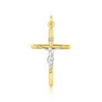 14k Gold Cross with Jesus on it Necklace Pendant Two Tone 14k Gold Cross with Jesus on it Necklace Pendant Two Tone