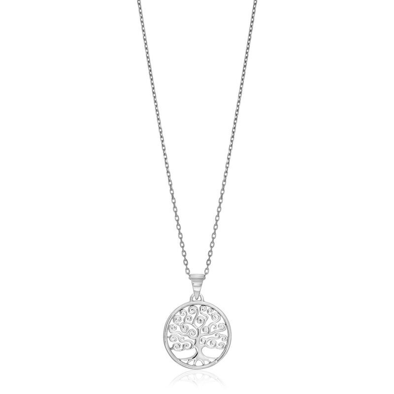 Sterling Silver Tree of Life Necklace Round Spiral