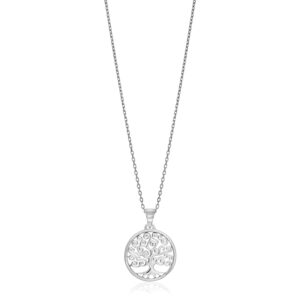 Sterling Silver Tree of Life Necklace Round Spiral