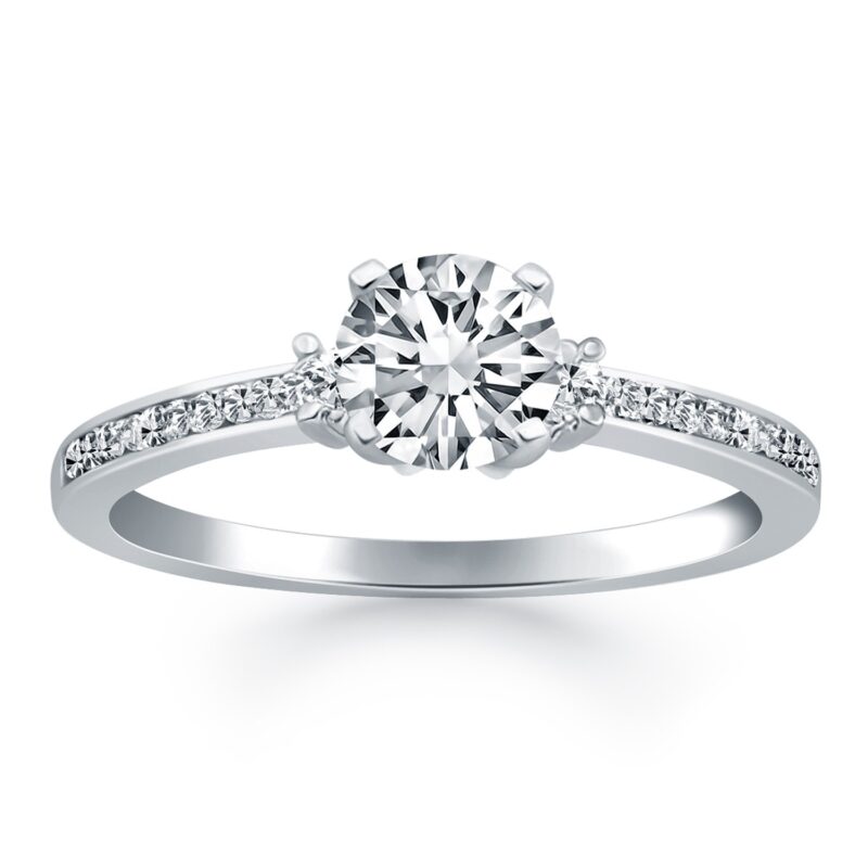 Diamond Accent Engagement 2mm Ring 14k White Gold