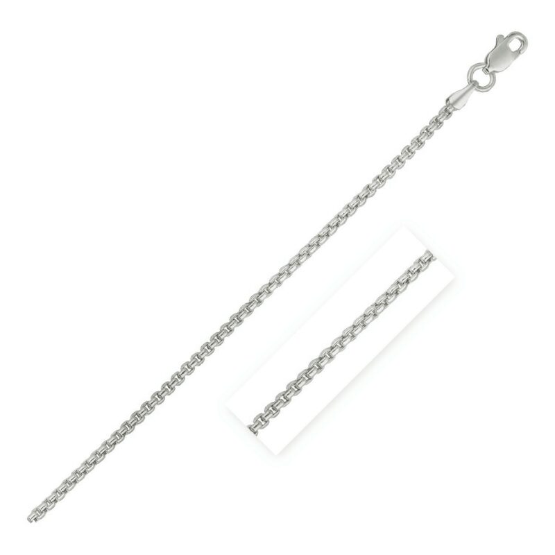 14k White Gold Round Box Chain 1.3 mm