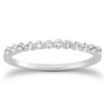 Floating Diamond Single Shared Prong Wedding Ring Band 14k White Gold