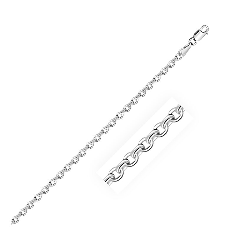14k White Gold Diamond Cut Cable Link Chain 2.9 mm