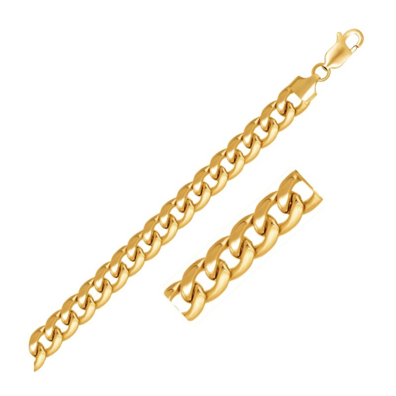 14k Yellow Gold Solid Miami Cuban Chain Necklace 7.2 mm