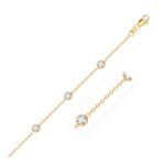 14k Gold Anklet with Round White Cubic Zirconia