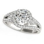 Split Shank Halo Bypass Diamond Engagement Ring 1.7 Carat White Gold